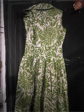 Jones New York Olive and Cream Floral Fit-and-Flare Maxi Dress